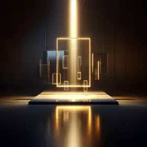 Illustration abstraite de réindexation avec des lignes dorées lumineuses.